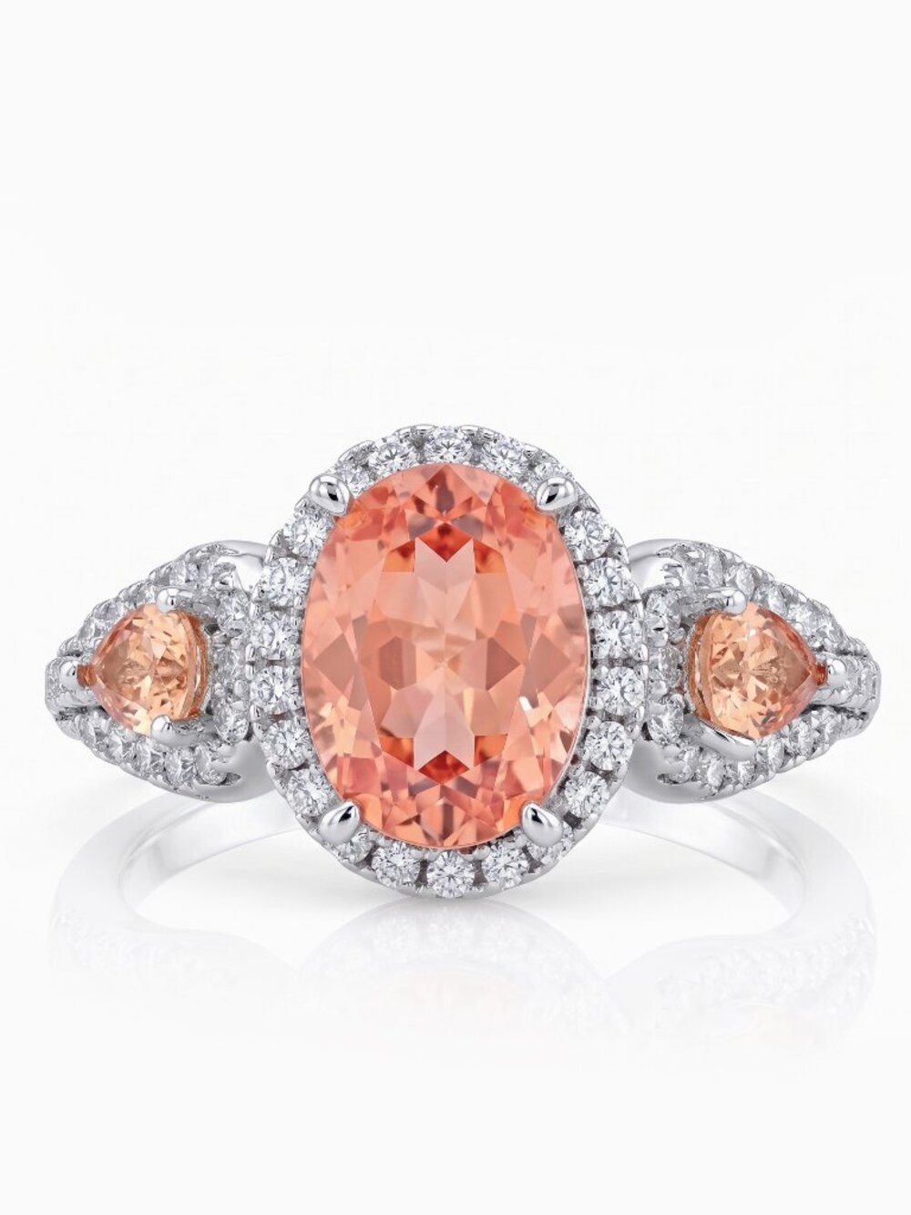 Coral Pink & Peach Gemstone ring, 925 Sterling Silver Charmed Aroma